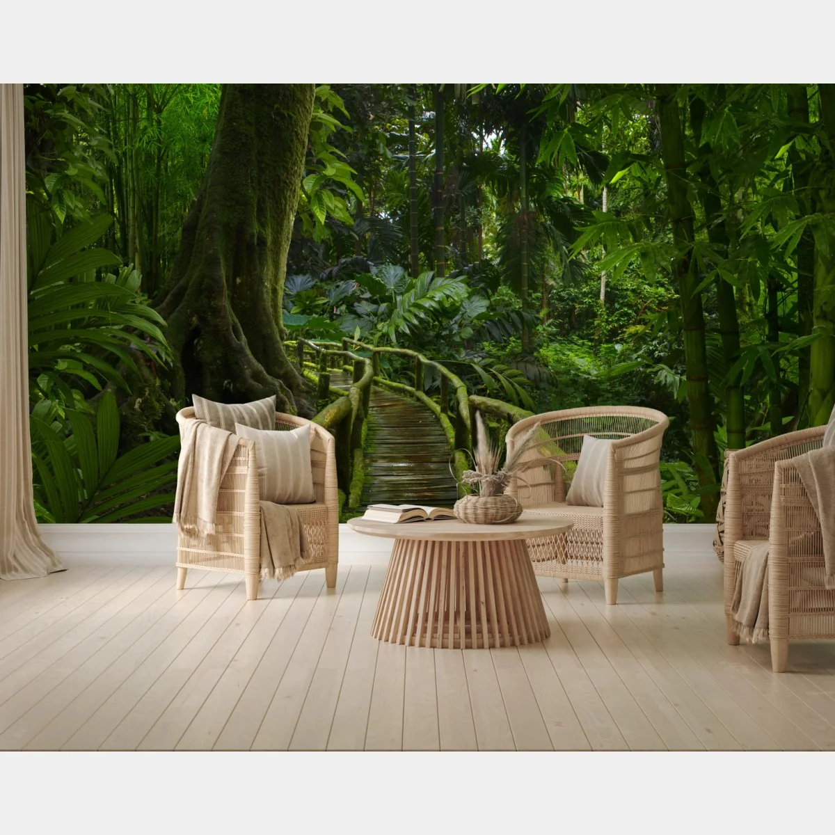 Fototapete ruhiger dschungelsteg durch üppigen regenwald – Wallnifity®