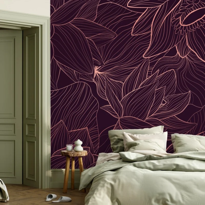 Fototapete elegantes rosa linienblumenmuster – Wallnifity® Fototapete elegantes rosa linienblumenmuster – Wallnifity®