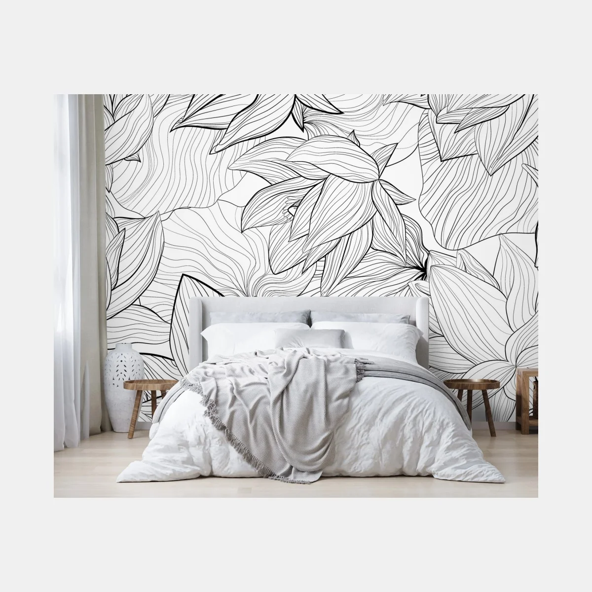 Fototapete zarte lotus-linienzeichnung – Wallnifity® Fototapete zarte lotus-linienzeichnung – Wallnifity®