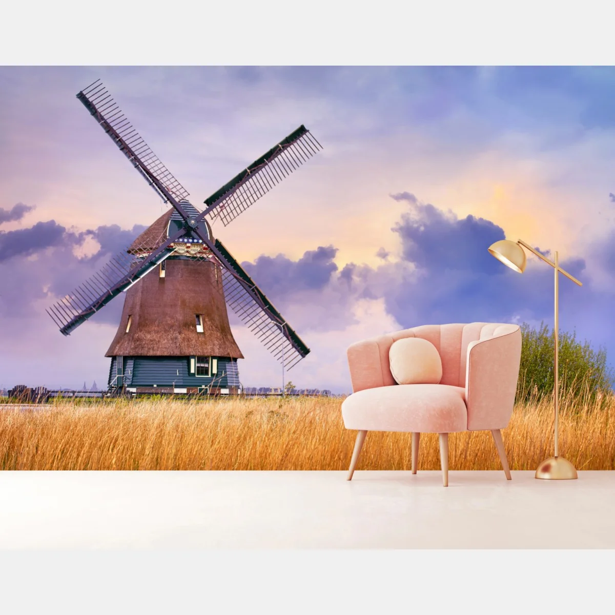 Fototapete historische windmühle auf goldenen feldern – Wallnifity® Fototapete historische windmühle auf goldenen feldern – Wallnifity®