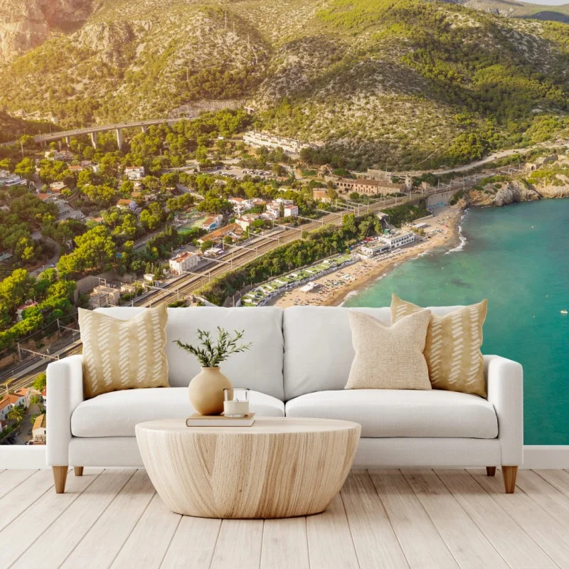 Fototapete türkise küstenlandschaft aus der vogelperspektive – Wallnifity®