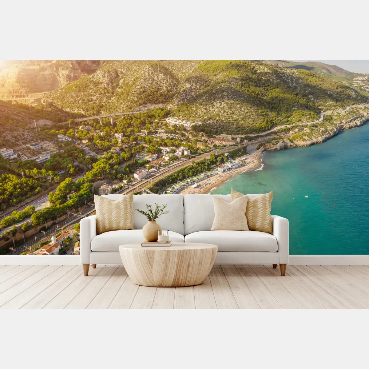 Fototapete türkise küstenlandschaft aus der vogelperspektive – Wallnifity®