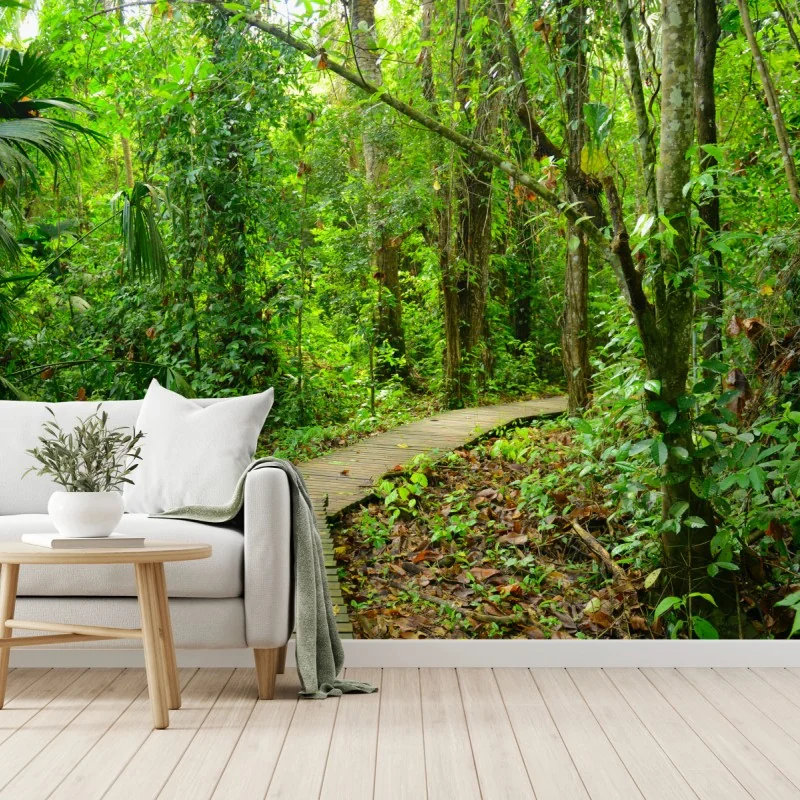 Fototapete tropischer steg im üppigen wald – Wallnifity® Fototapete tropischer steg im üppigen wald – Wallnifity®