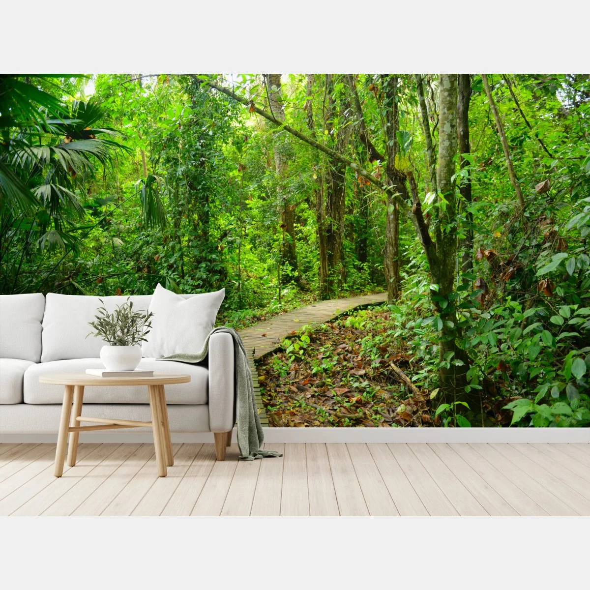 Fototapete tropischer steg im üppigen wald – Wallnifity® Fototapete tropischer steg im üppigen wald – Wallnifity®