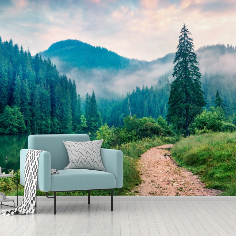 Fototapete nebliger morgen am Lacu Roșu – Wallnifity® Fototapete nebliger morgen am Lacu Roșu – Wallnifity®