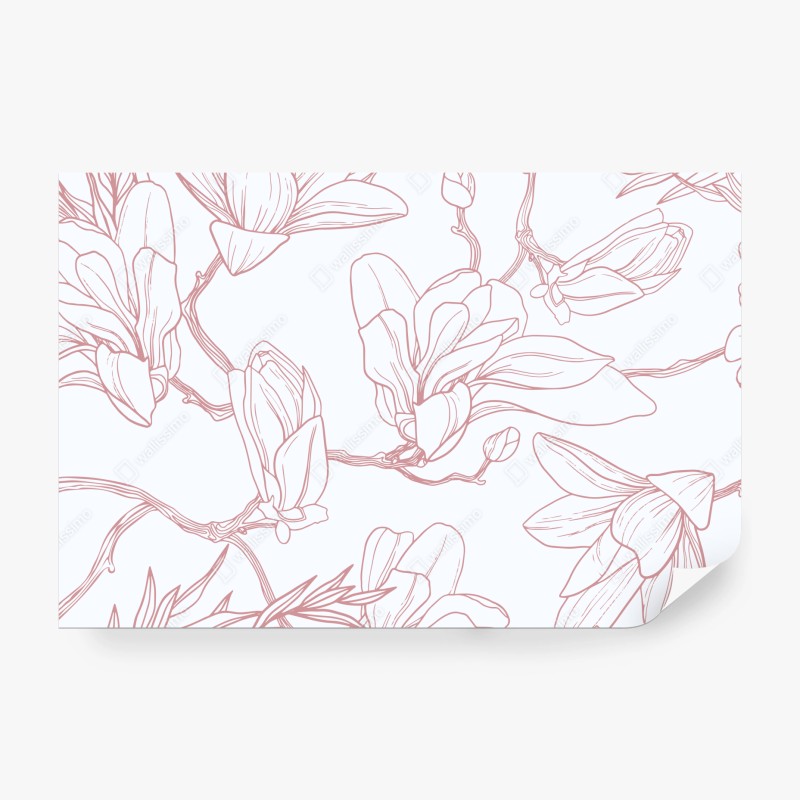 Fototapete zartes magnolienmuster in sanftem rosa