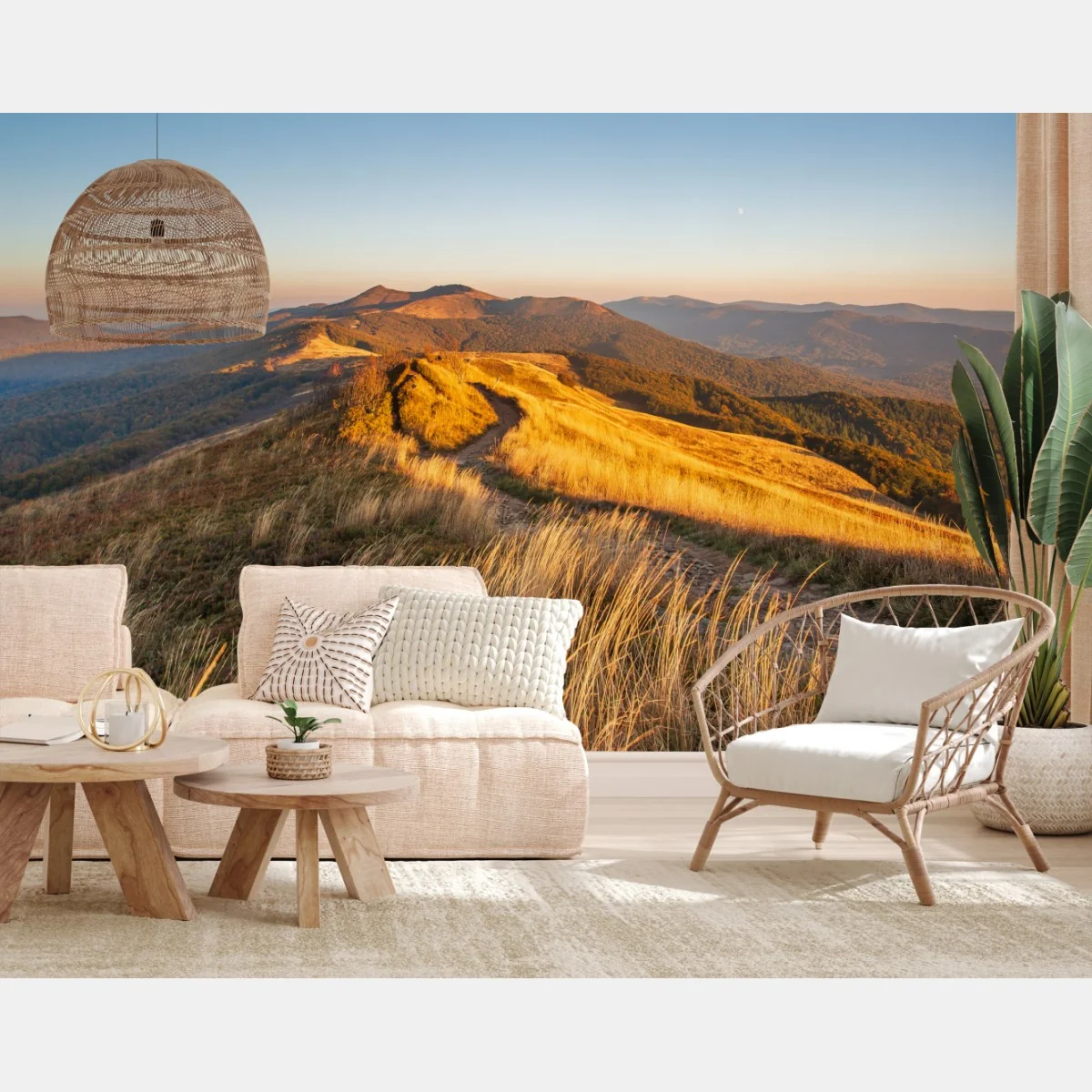 Fototapete goldener bergkamm im sonnenuntergang – Wallnifity®