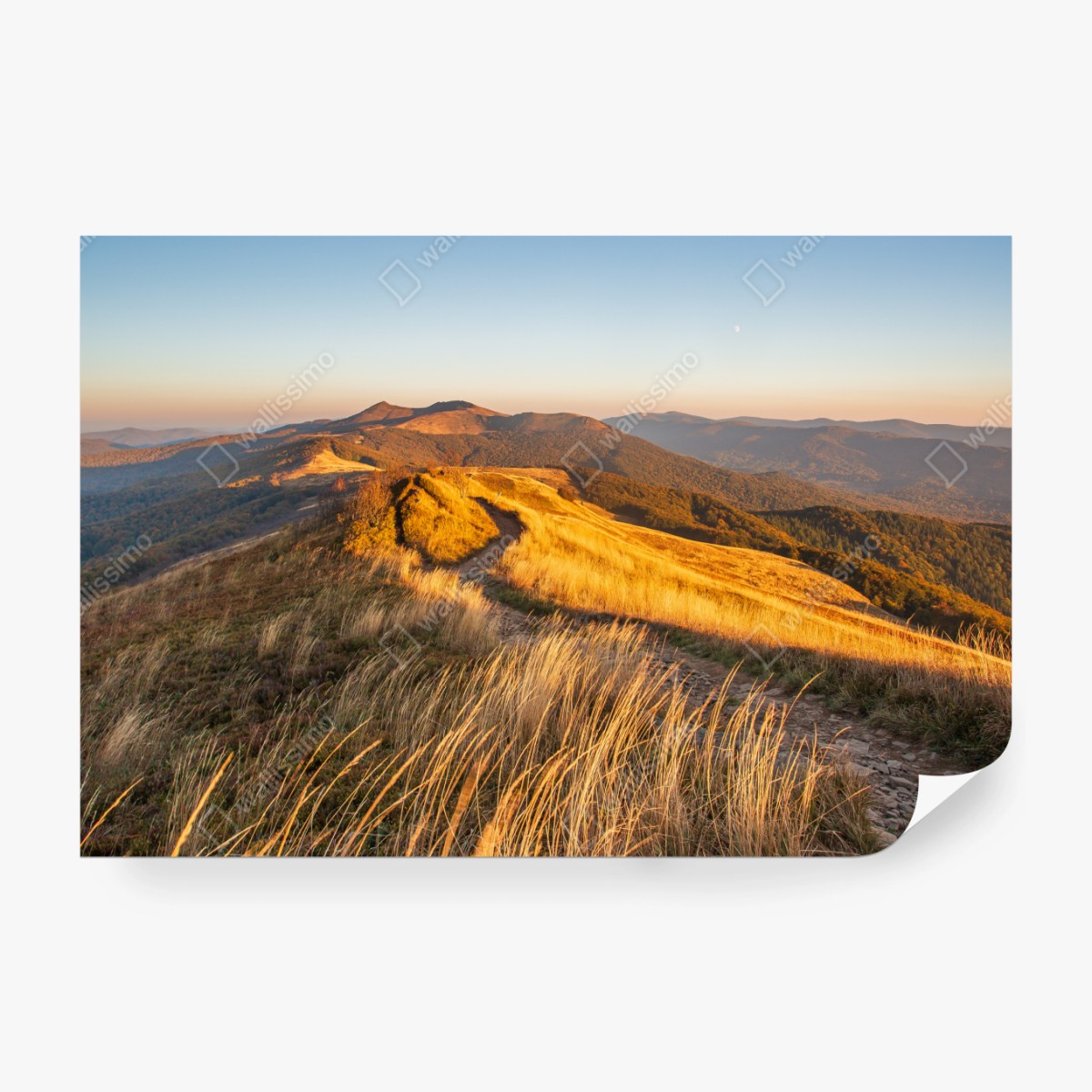 Fototapete goldener bergkamm im sonnenuntergang – Wallnifity®