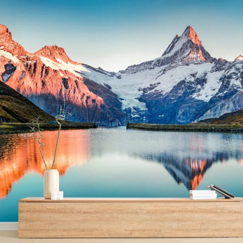 Fototapete sonnenuntergangsreflexionen am Bachalpsee, Schweiz