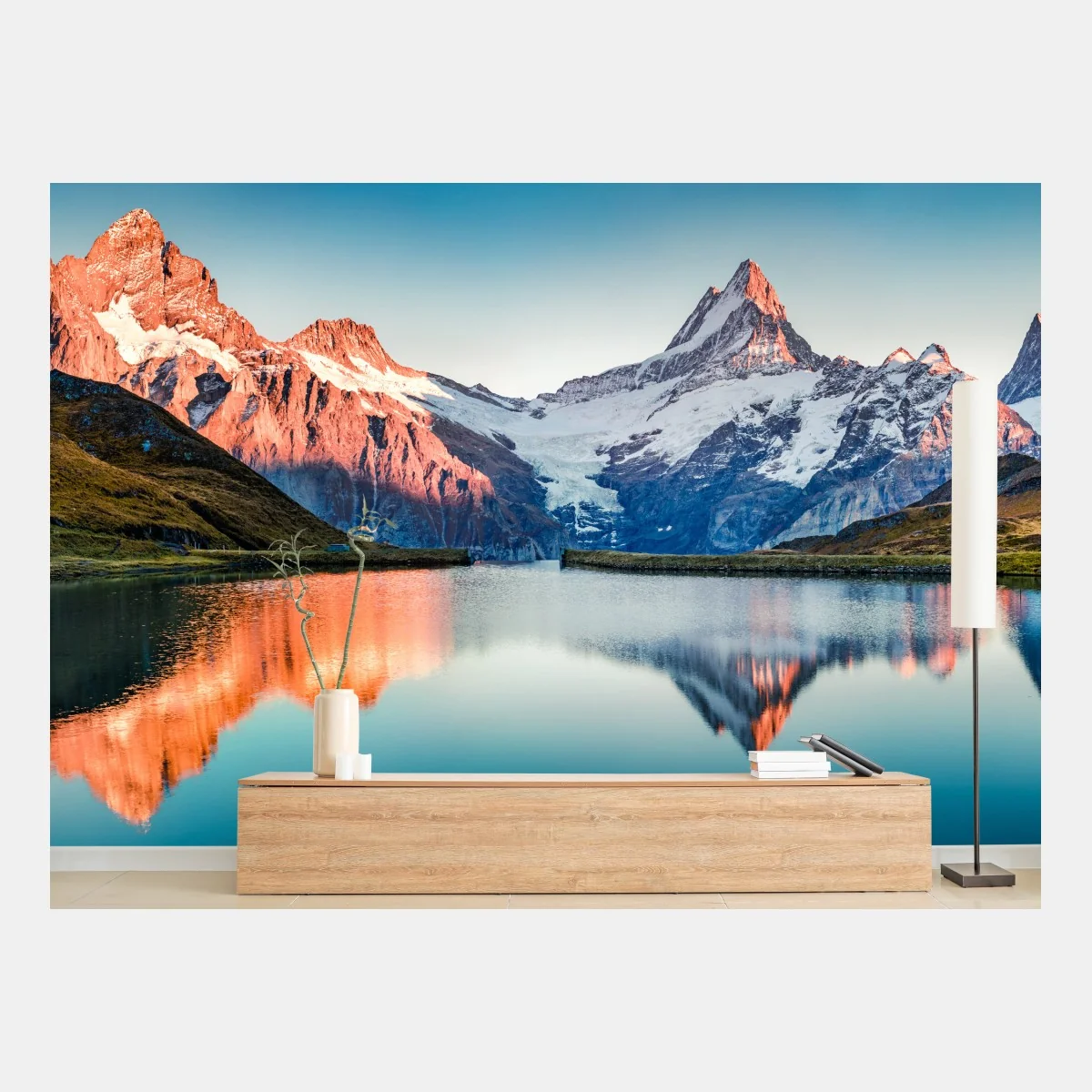 Fototapete sonnenuntergangsreflexionen am Bachalpsee, Schweiz – Wallnifity®