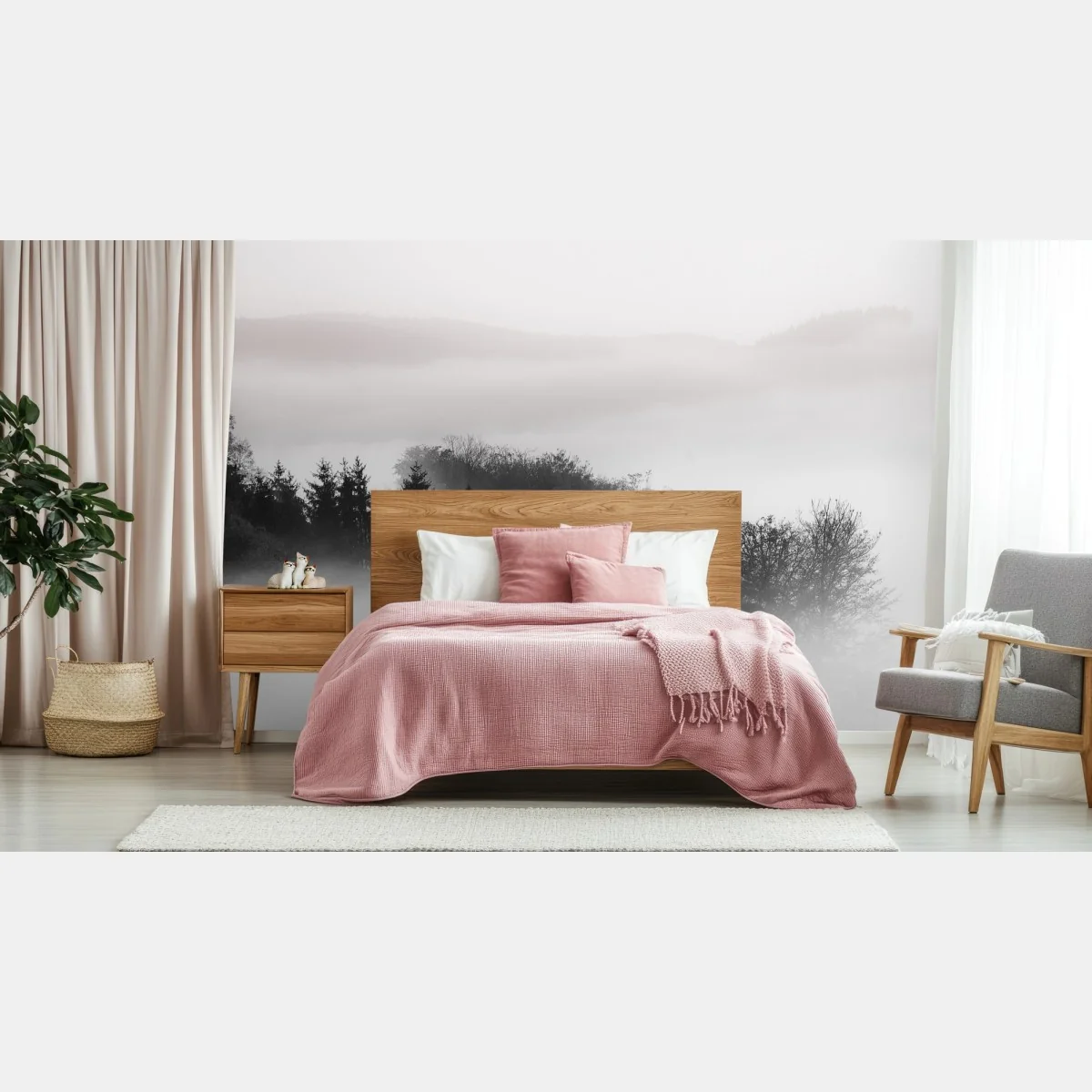 Fototapete nebliger wald in grautönen – Wallnifity® Fototapete nebliger wald in grautönen – Wallnifity®