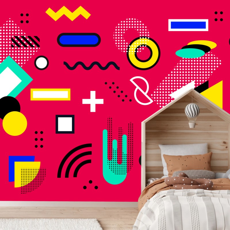 Fototapete lebhaftes geometrisches pop-muster