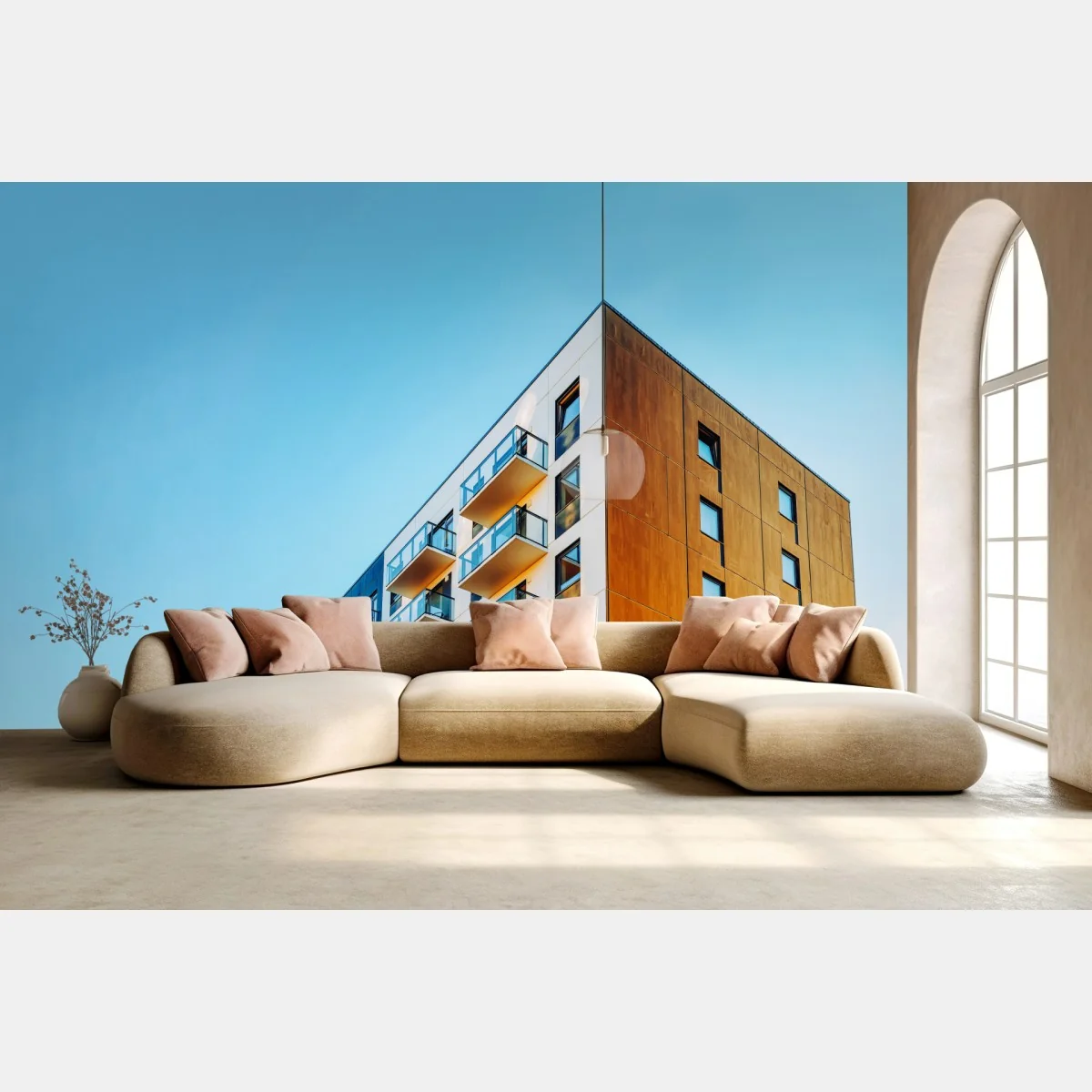 Fototapete modernes wohngebäude mit balkonen – Wallnifity®