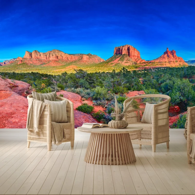 Fototapete panoramablick auf Bell Rock und Courthouse Butte, Sedona