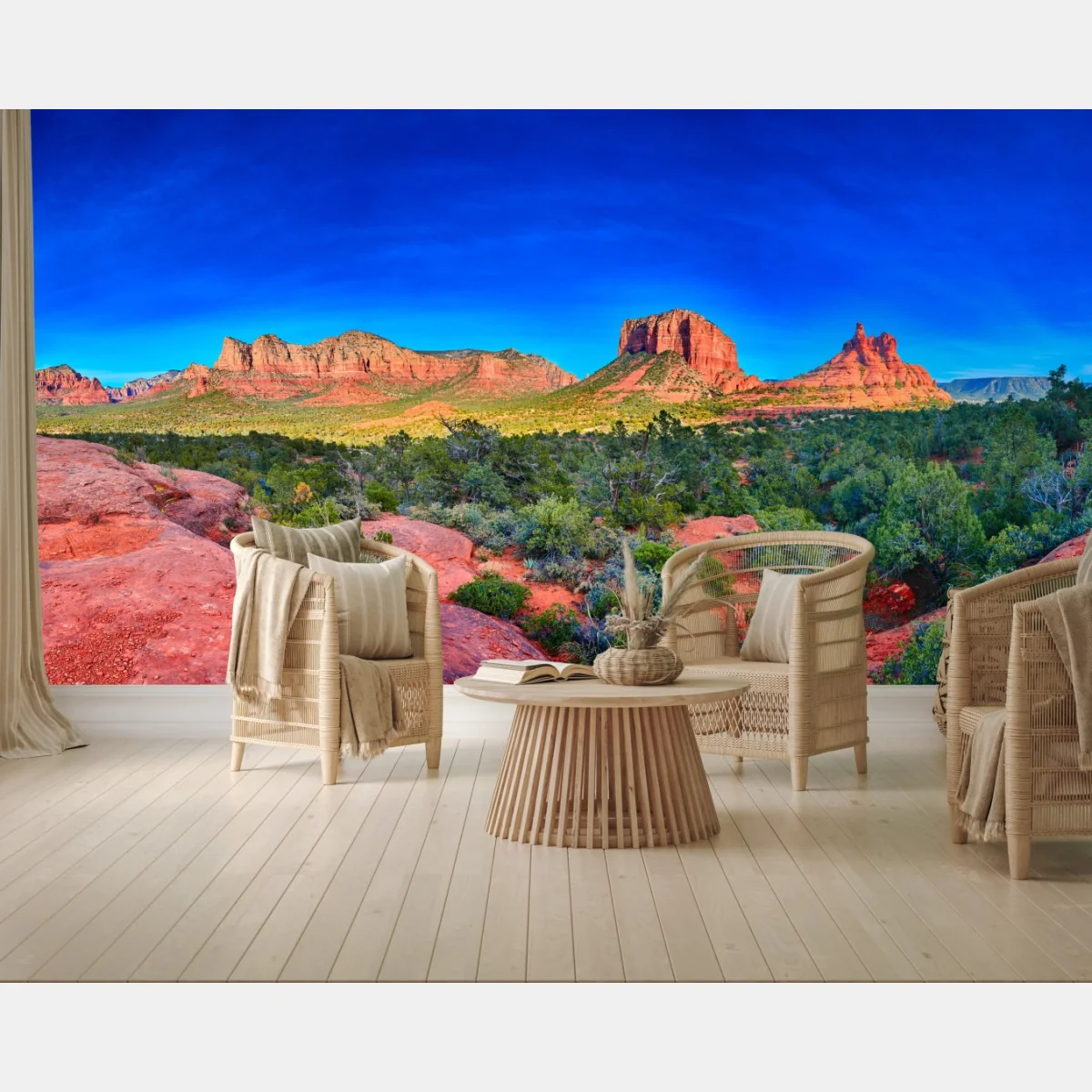 Fototapete panoramablick auf Bell Rock und Courthouse Butte, Sedona – Wallnifity®