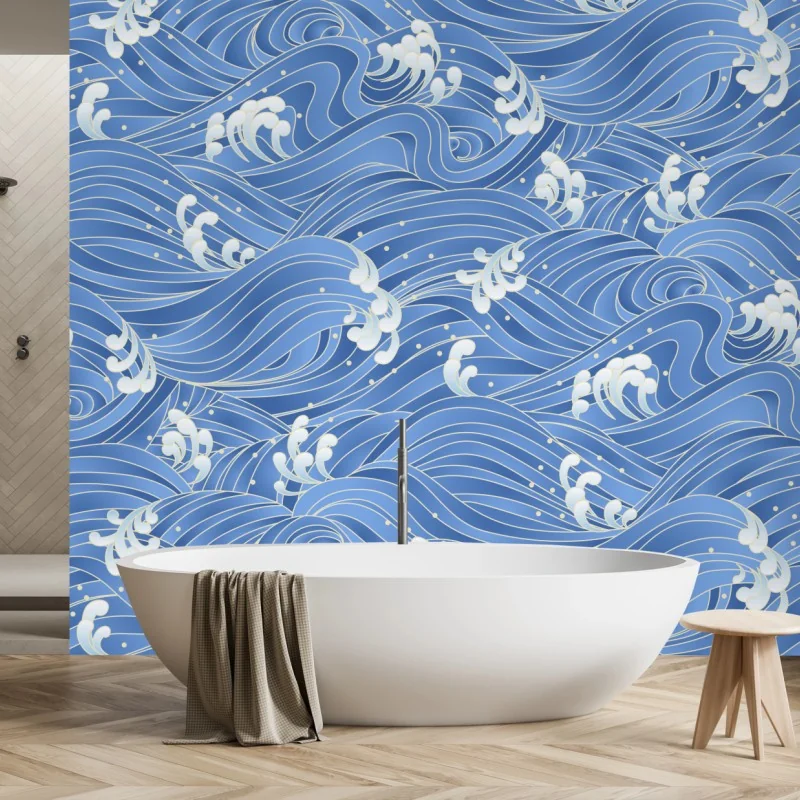 Fototapete stilisiertes Japanisches wellenmuster – Wallnifity®