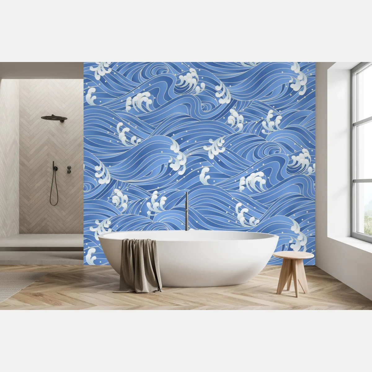 Fototapete stilisiertes Japanisches wellenmuster – Wallnifity®