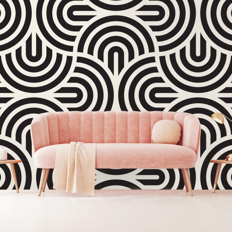 Fototapete schwarz-weiß geometrisches muster