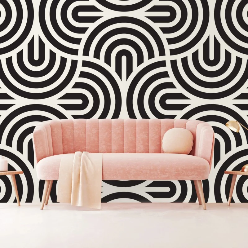 Fototapete schwarz-weiß geometrisches muster