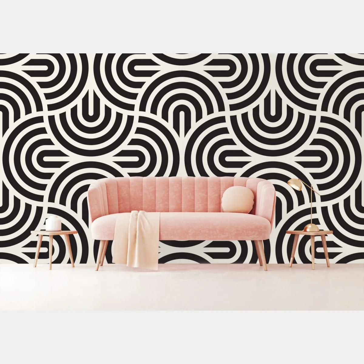 Fototapete schwarz-weiß geometrisches muster – Wallnifity®