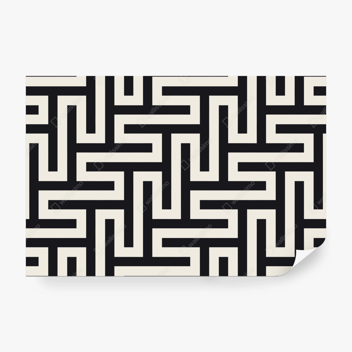Fototapete geometrisches labyrinthmuster in beige und schwarz – Wallnifity®
