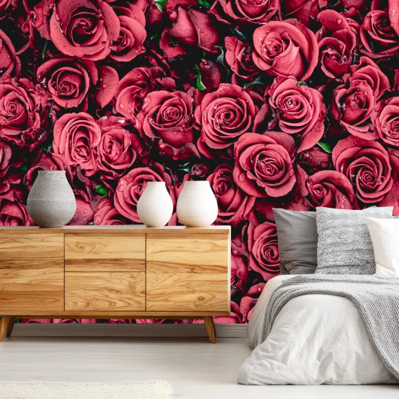 Fototapete pralle rote rosen wandbild – Wallnifity® Fototapete pralle rote rosen wandbild – Wallnifity®