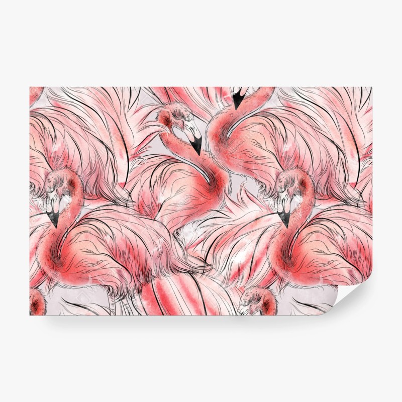 Fototapete aquarell flamingo nahtloses muster