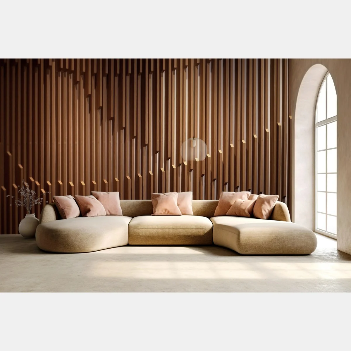 Fototapete warmes muster aus holzlamellen für die wand – Wallnifity®