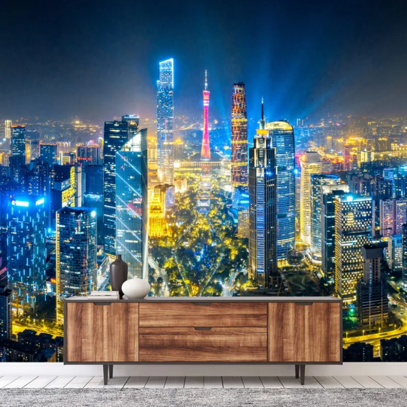 Fototapete nachtpanorama skyline Guangzhou