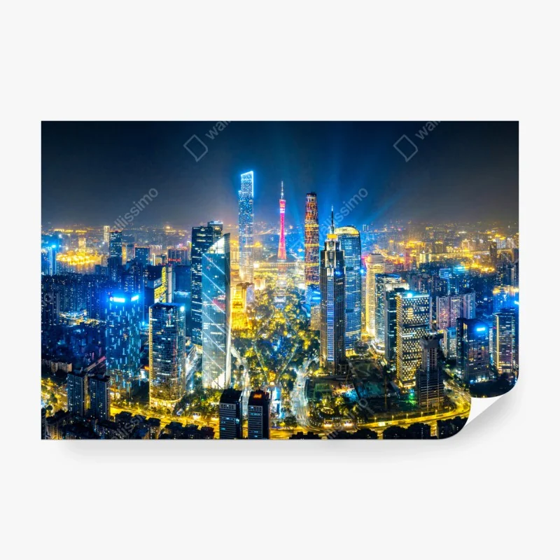 Fototapete nachtpanorama skyline Guangzhou