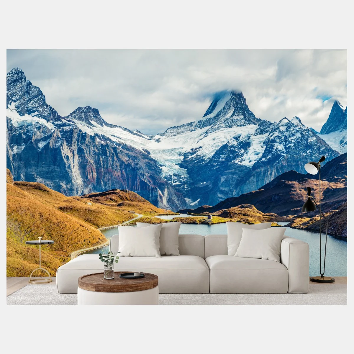 Fototapete morgendliche aussicht am Bachalpsee, Schweizer Alpen – Wallnifity®