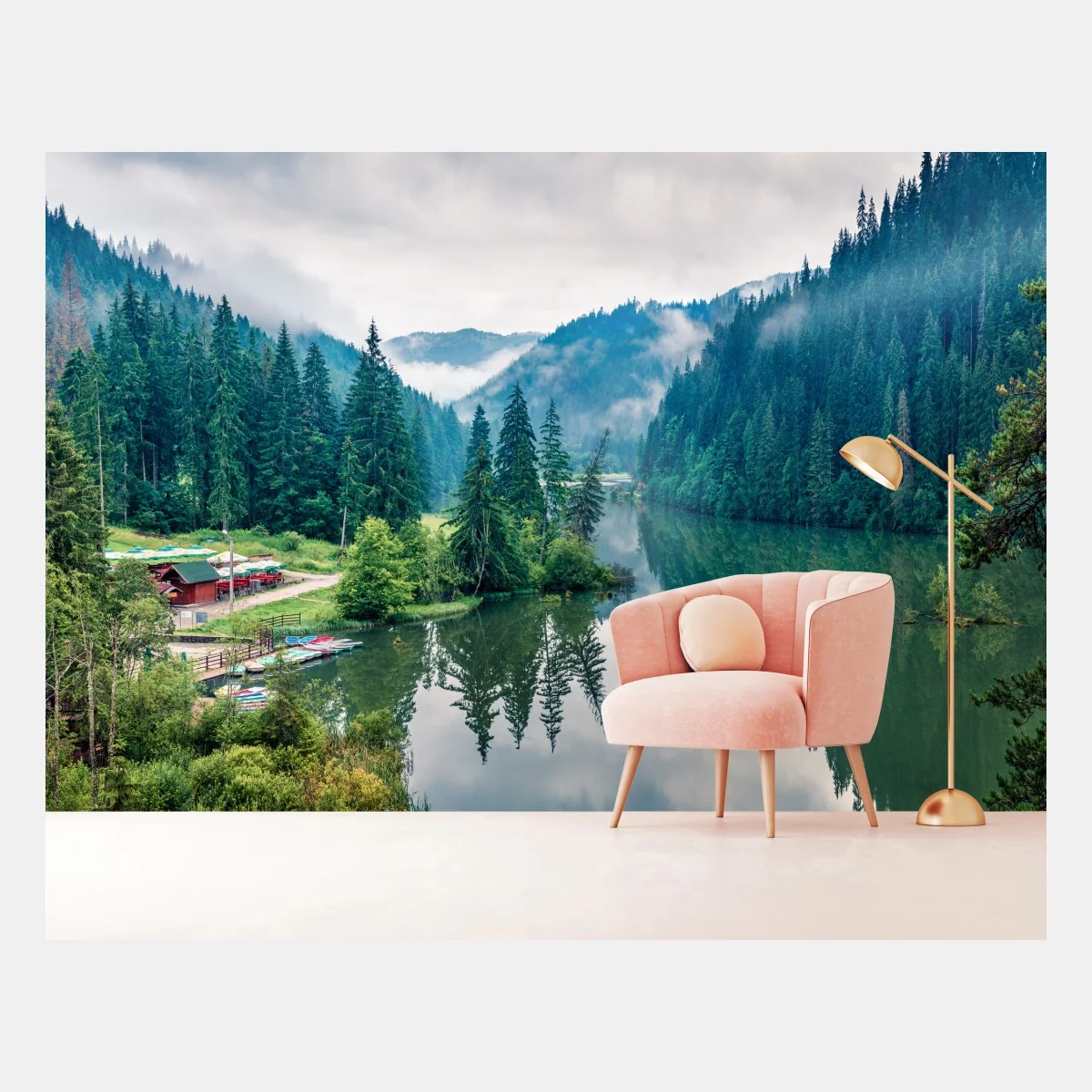 Fototapete nebliger morgen am Lacu Rosu – Wallnifity® Fototapete nebliger morgen am Lacu Rosu – Wallnifity®