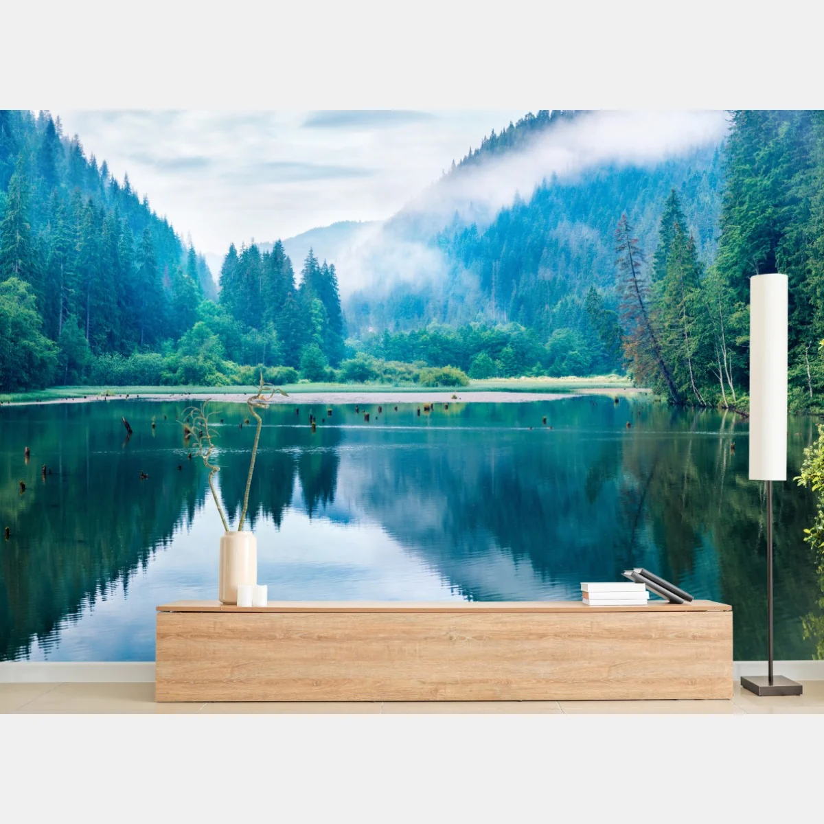 Fototapete nebliger morgen am see Lacu Rosu, Rumänien – Wallnifity® Fototapete nebliger morgen am see Lacu Rosu, Rumänien – Wallnifity®