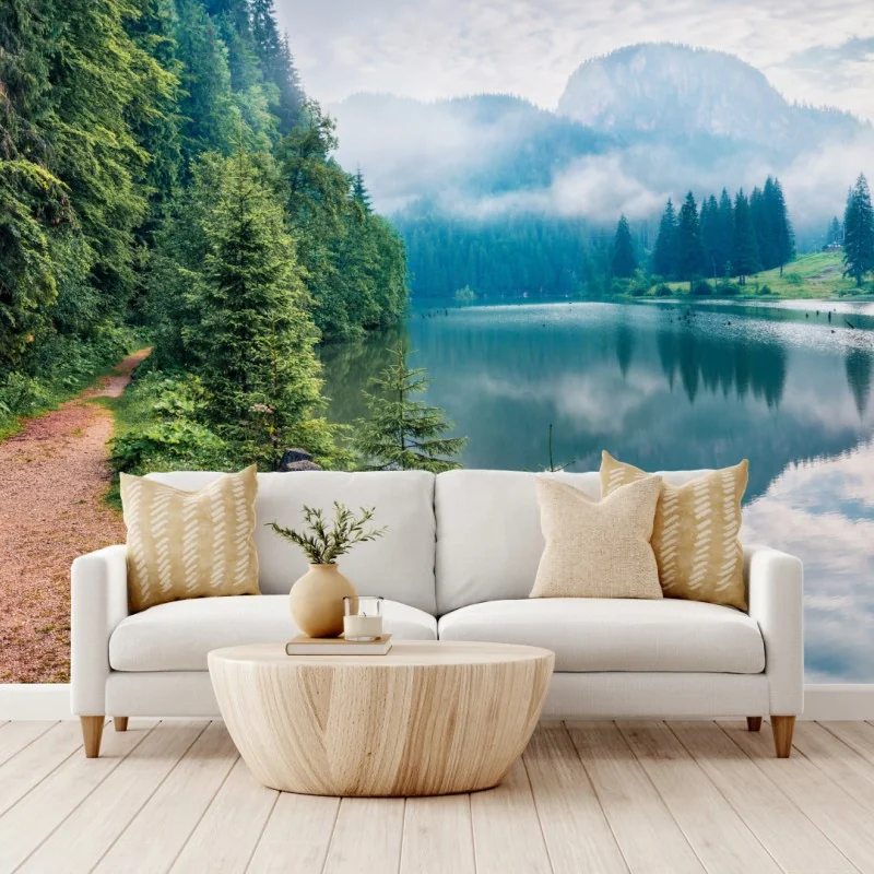 Fototapete nebliger morgen am Lacu Rosu