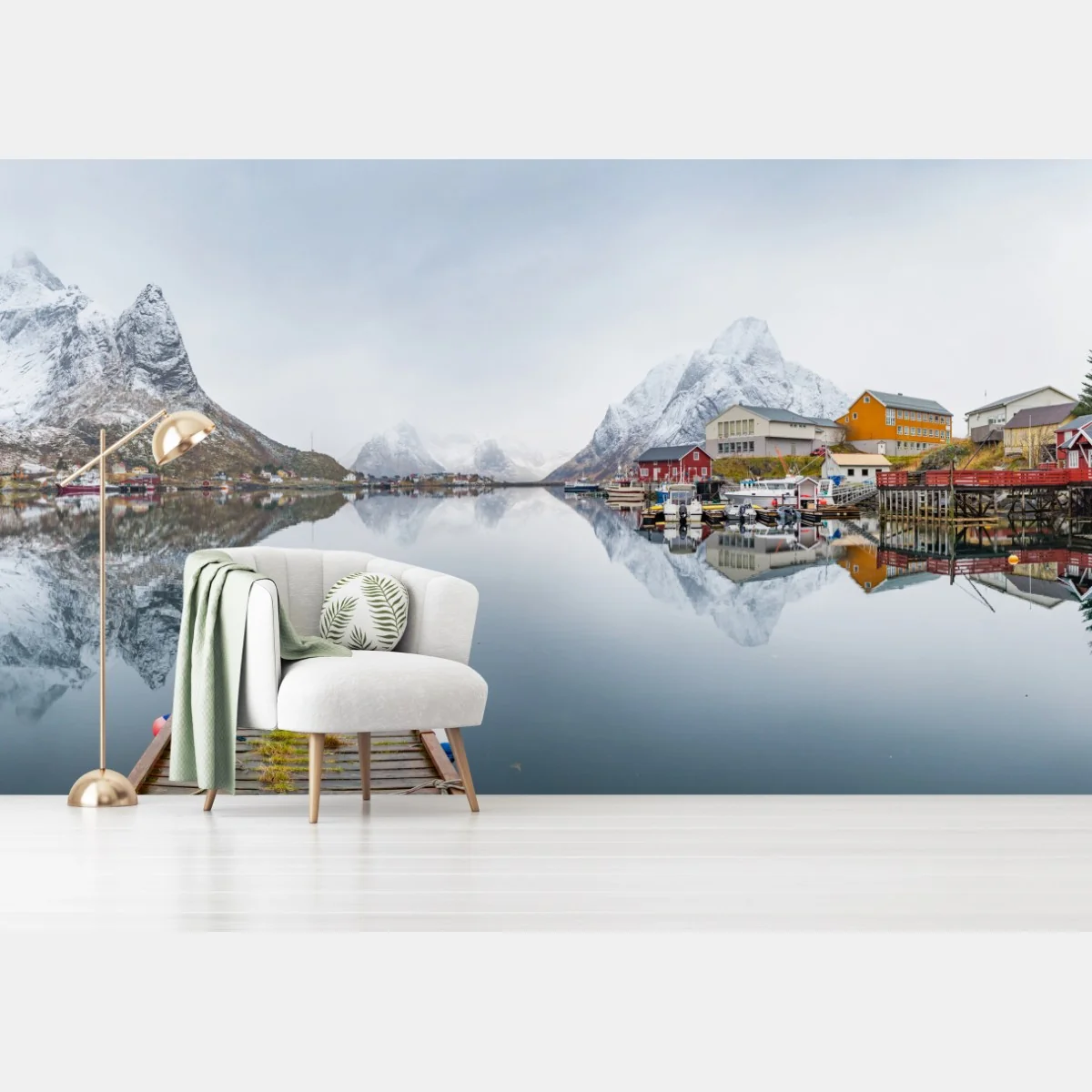 Fototapete spiegelglatter fjord mit bergkulisse – Wallnifity® Fototapete spiegelglatter fjord mit bergkulisse – Wallnifity®