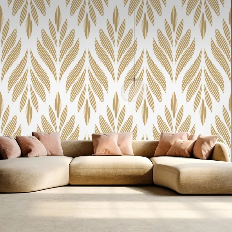 Fototapete goldenes blattmuster nahtloses design