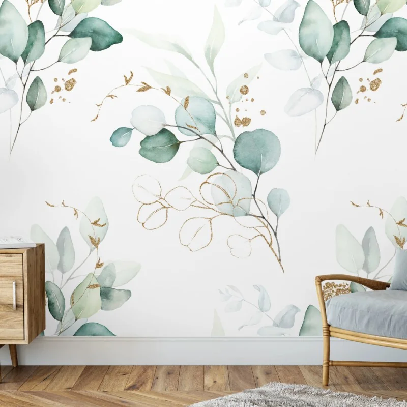 Fototapete eukalyptus aquarell muster in grüntönen – Wallnifity® Fototapete eukalyptus aquarell muster in grüntönen – Wallnifity®
