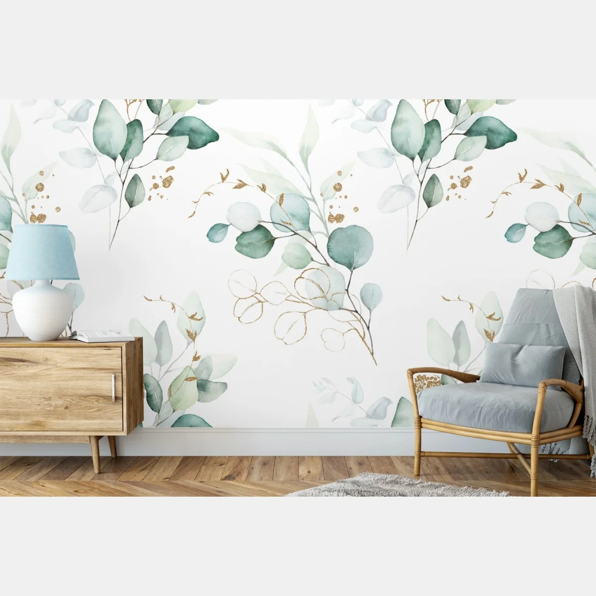 Fototapete eukalyptus aquarell muster in grüntönen – Wallnifity® Fototapete eukalyptus aquarell muster in grüntönen – Wallnifity®