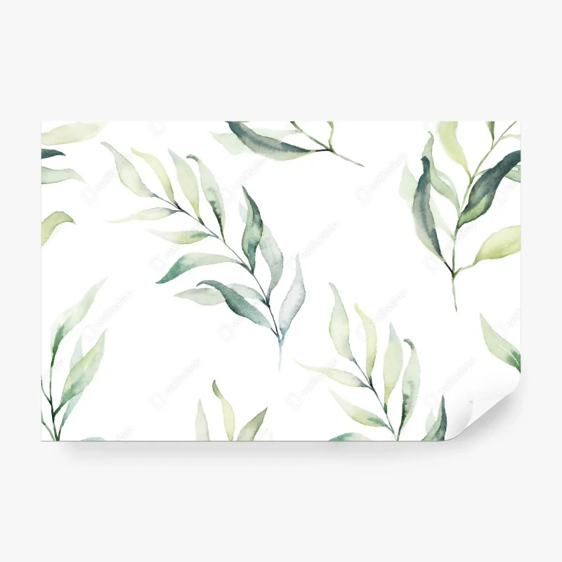 Fototapete sanftes aquarellmuster mit eukalyptusblättern