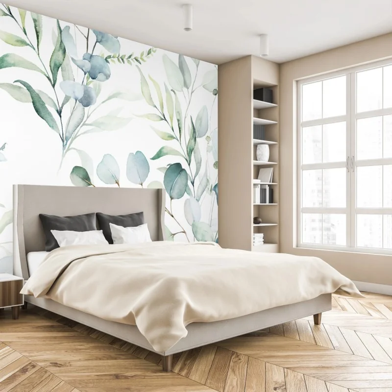 Fototapete aquarell eukalyptus blättermuster – Wallnifity®