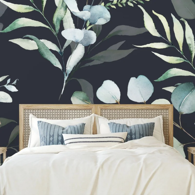 Fototapete eukalyptus aquarell botanisches muster auf dunklem hintergrund – Wallnifity® Fototapete eukalyptus aquarell botanisches muster auf dunklem hintergrund – Wallnifity®