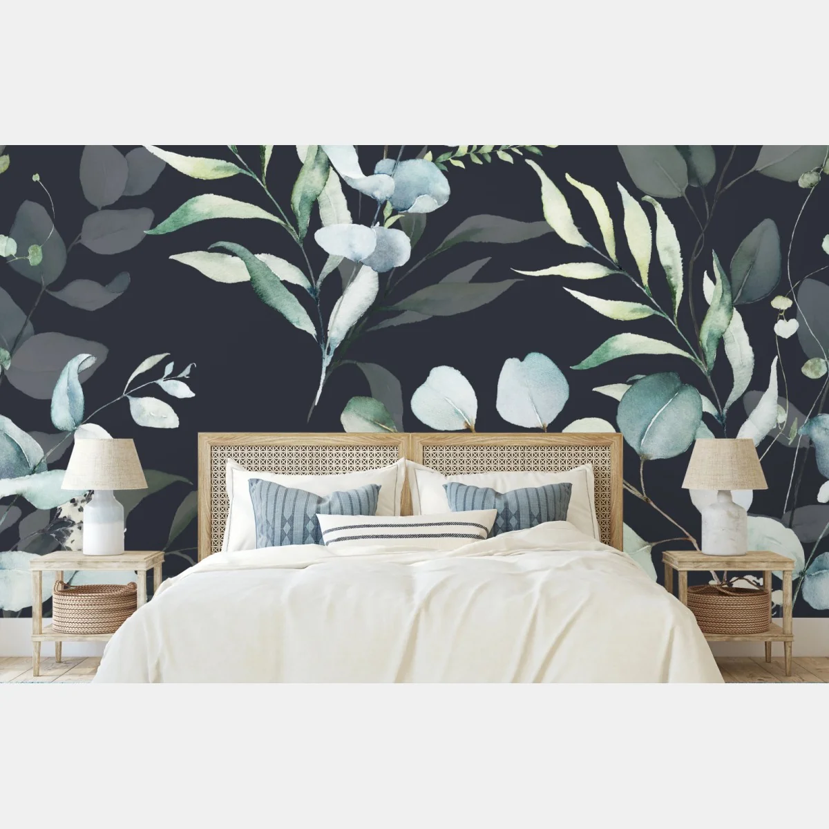 Fototapete eukalyptus aquarell botanisches muster auf dunklem hintergrund – Wallnifity® Fototapete eukalyptus aquarell botanisches muster auf dunklem hintergrund – Wallnifity®