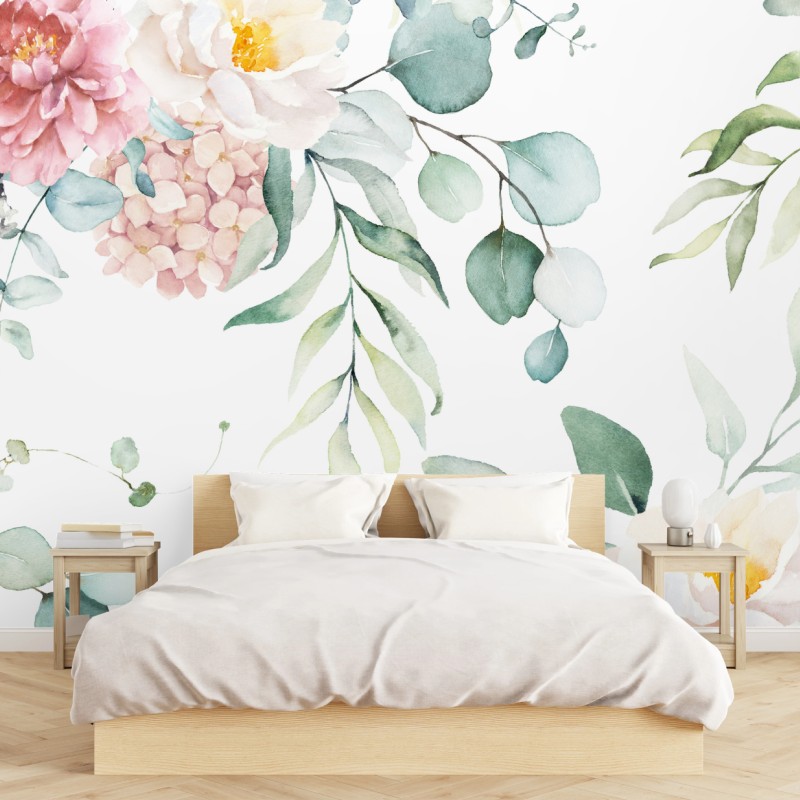 Fototapete zarter aquarellblumenstrauß