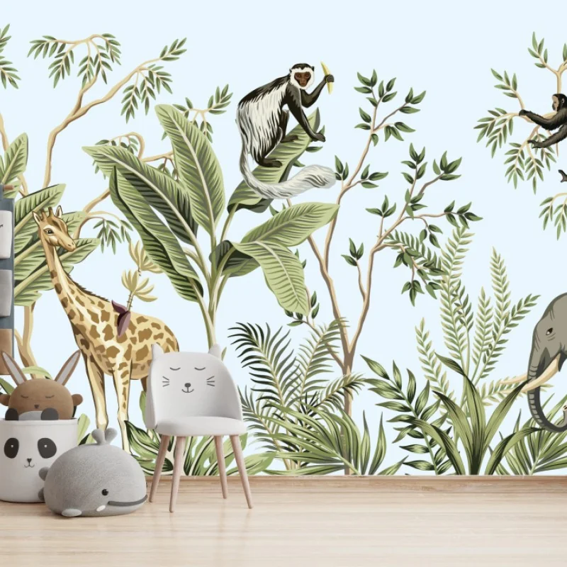 Fototapete tropischer dschungel mit tieren