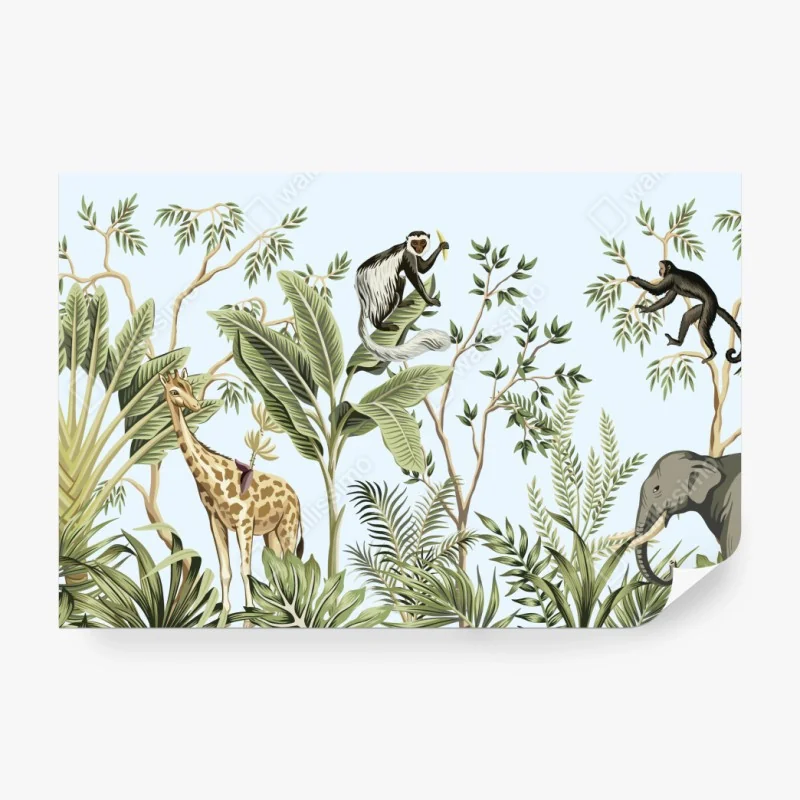 Fototapete tropischer dschungel mit tieren