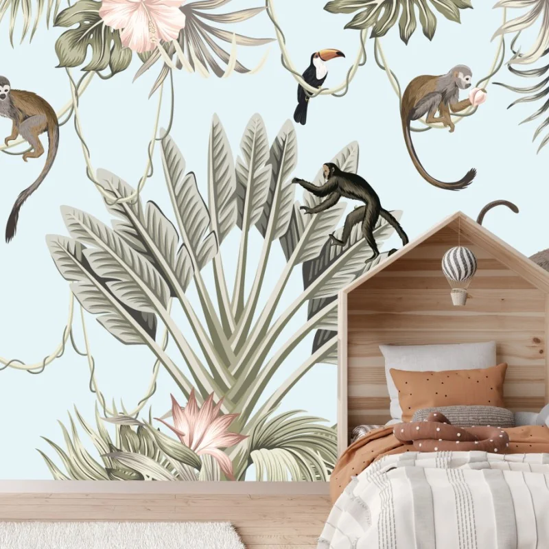 Fototapete pastell dschungel tier muster