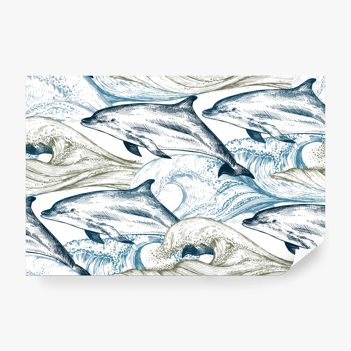 Fototapete vintage delfine ozeanillustration – Wallnifity® Fototapete vintage delfine ozeanillustration – Wallnifity®
