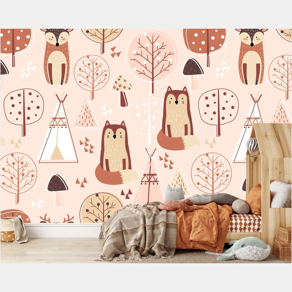 Fototapete waldfüchse muster für kinderzimmer – Wallnifity® Fototapete waldfüchse muster für kinderzimmer – Wallnifity®