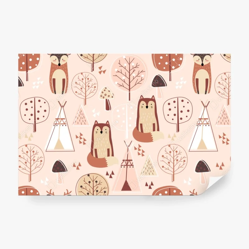 Fototapete waldfüchse muster für kinderzimmer – Wallnifity® Fototapete waldfüchse muster für kinderzimmer – Wallnifity®