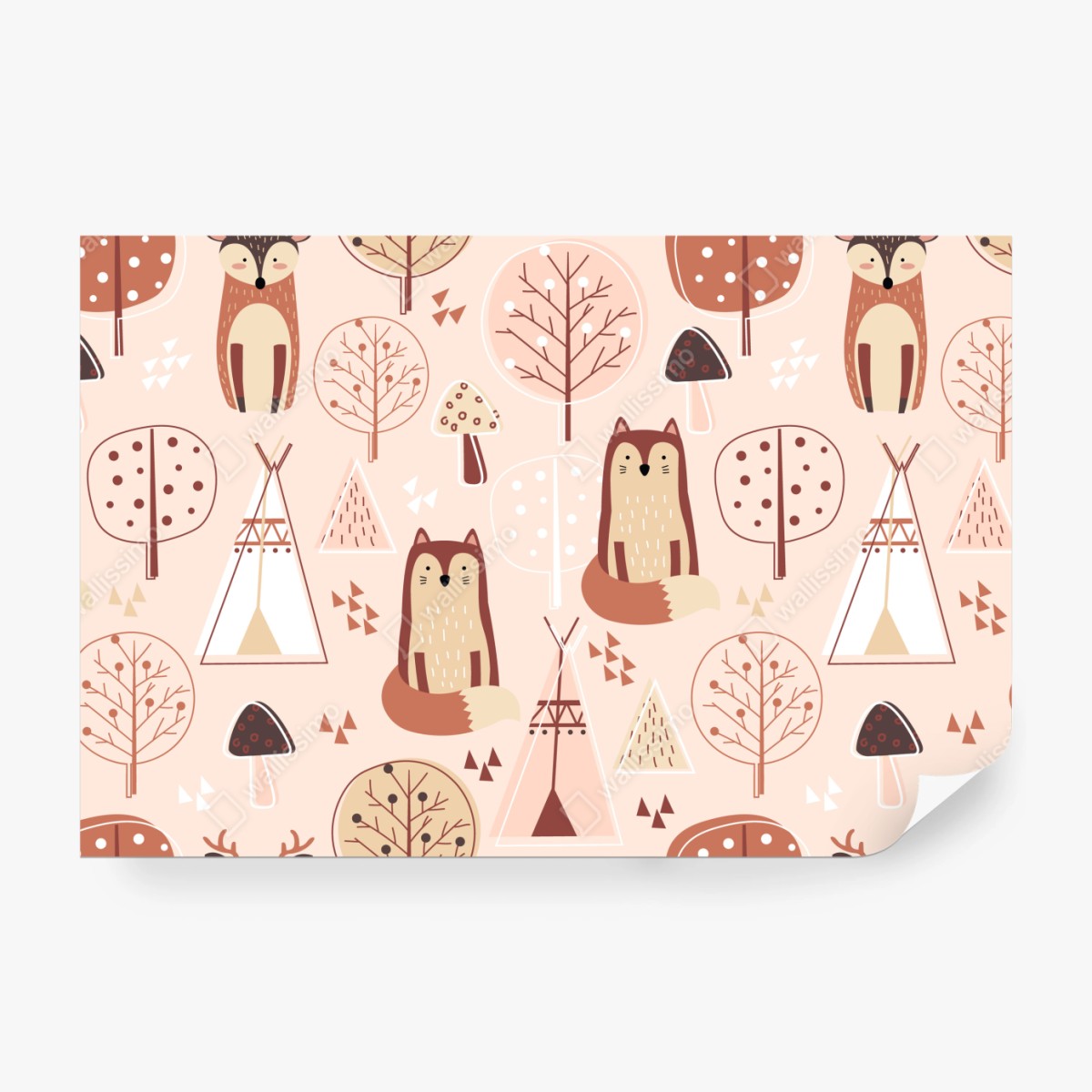 Fototapete waldfüchse muster für kinderzimmer – Wallnifity® Fototapete waldfüchse muster für kinderzimmer – Wallnifity®